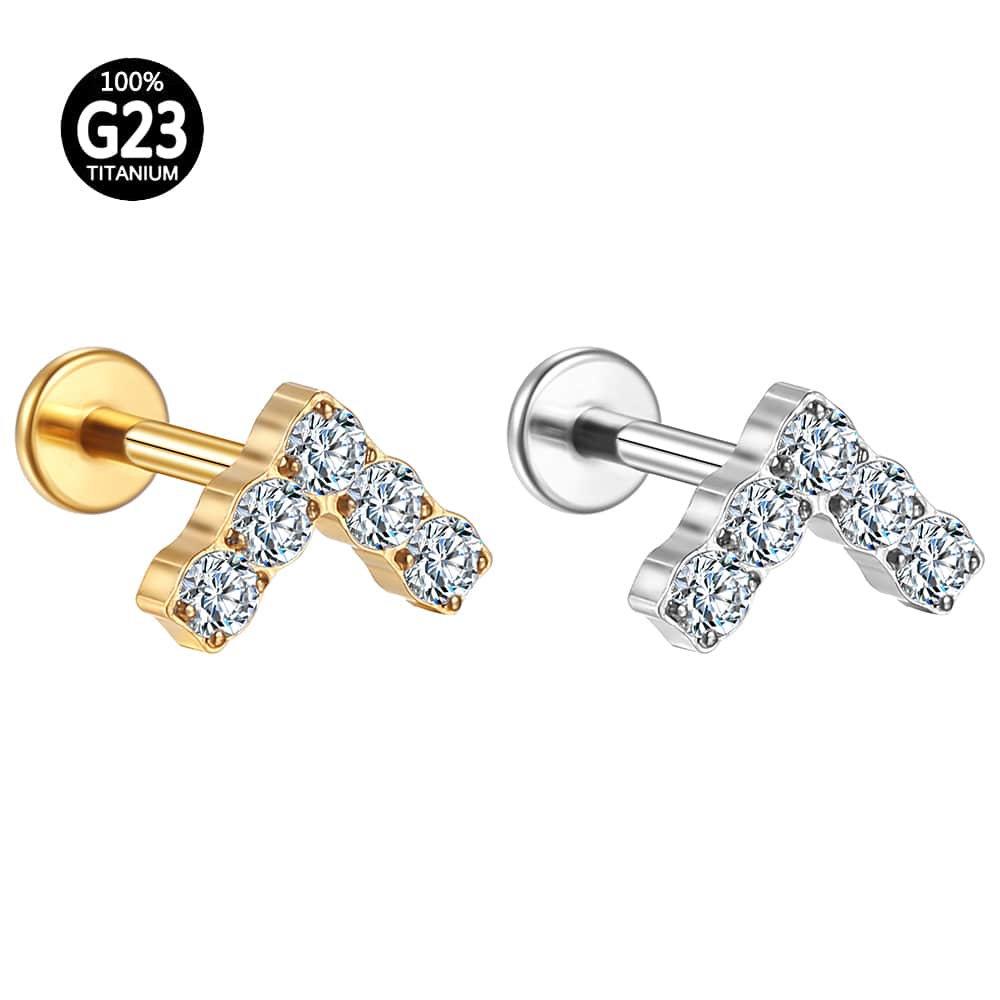 Piercing Labret Titânio V Zircônia Cravejada